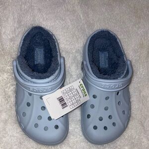 CROCS Light Blue Fuzzy Lined Slippers